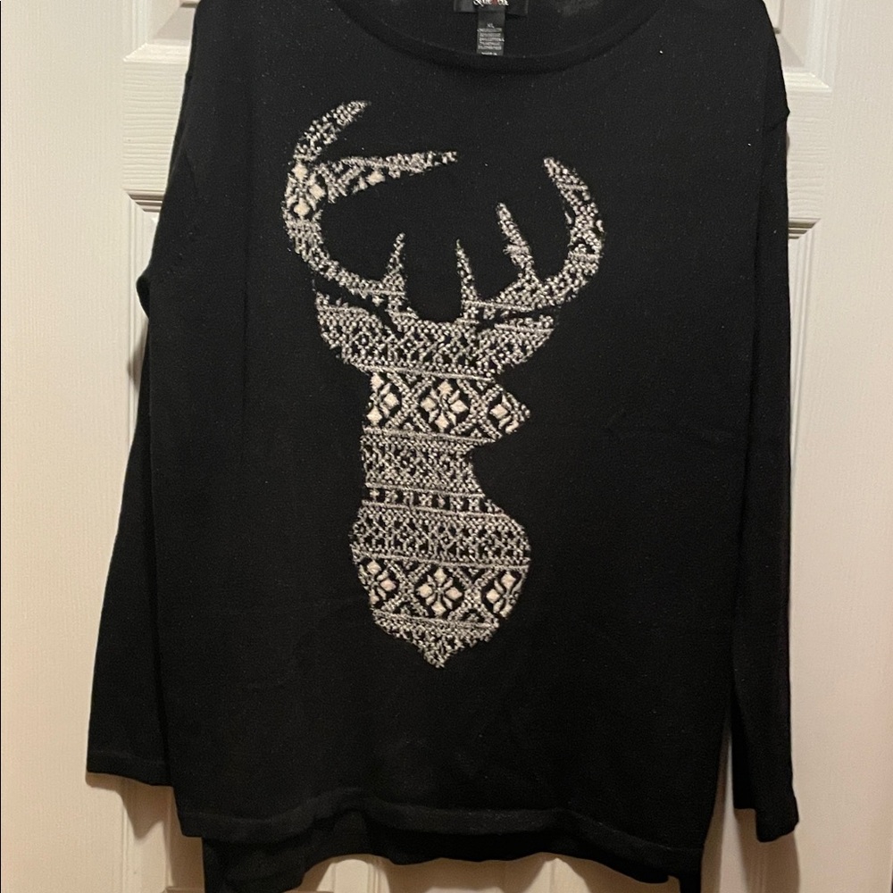 Style & Co. Black Sweater with Metallic Accents,Womens XLRG